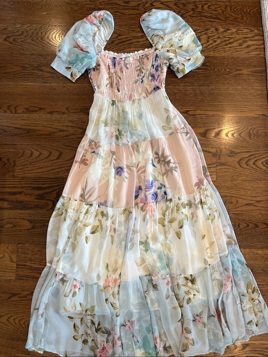Yumi Kim Dresses & Skirts - Smocked Puff-Sleeve Floral Maxi Dress for women - Pastel Multi